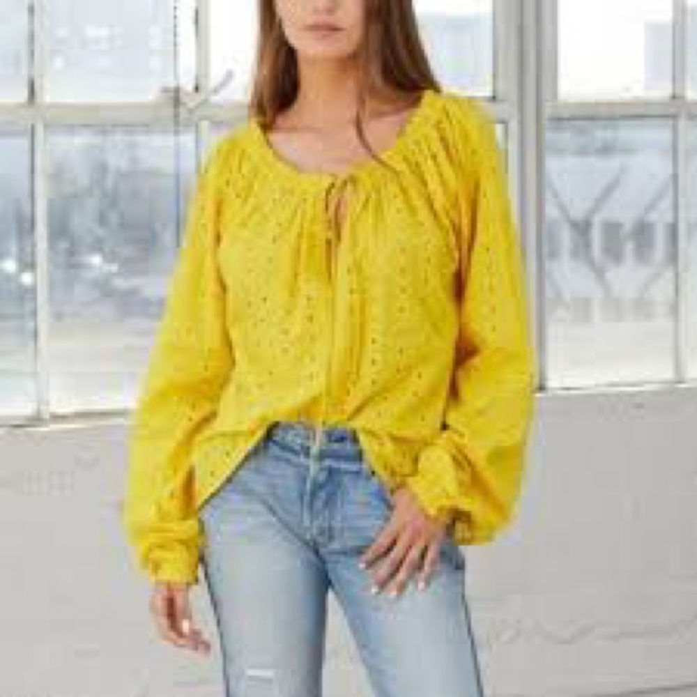 Yellow Eyelet Women's Top